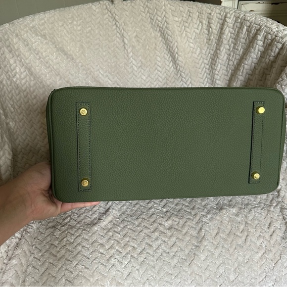 Green Leather Wirkin Handbag - Picture 6 of 8